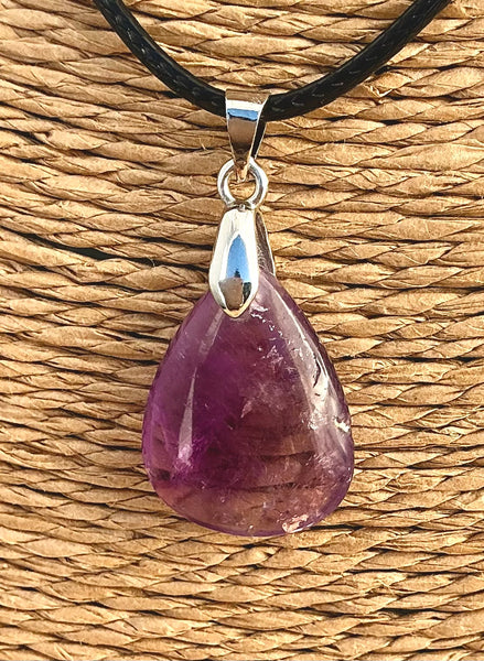Pendentif Améthyste - Pierre Plate goutte d’eau