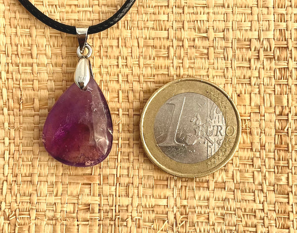 Pendentif Améthyste - Pierre Plate goutte d’eau