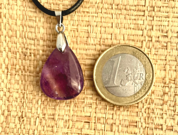 Pendentif Améthyste - Pierre Plate goutte d’eau