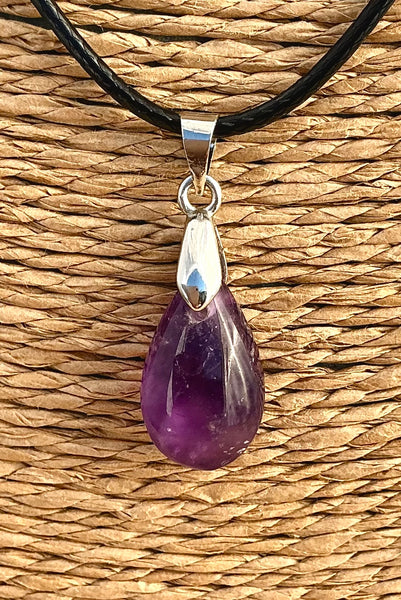 Pendentif Améthyste - Pierre Plate goutte d’eau