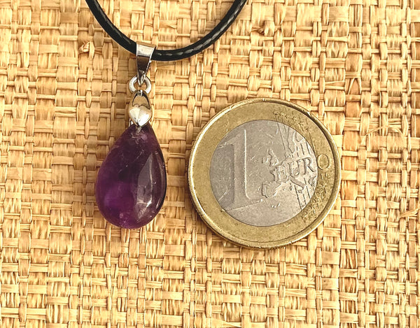 Pendentif Améthyste - Pierre Plate goutte d’eau