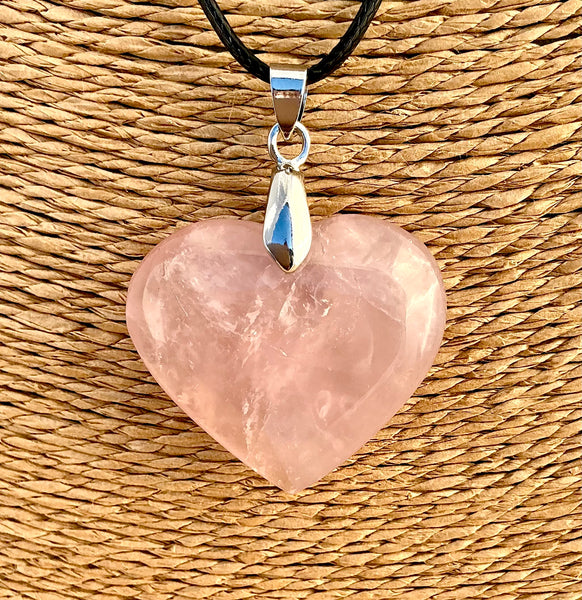 Pendentif Quartz Rose - Pierre Plate forme cœur