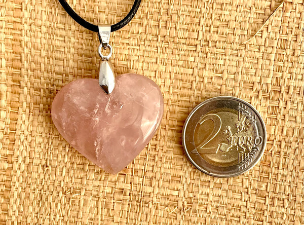 Pendentif Quartz Rose - Pierre Plate forme cœur
