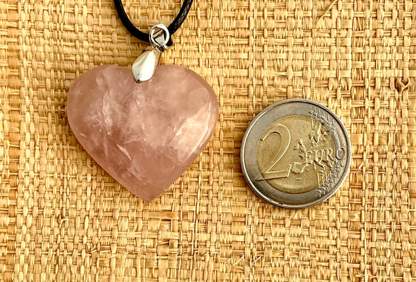Pendentif Quartz Rose - Pierre Plate forme cœur