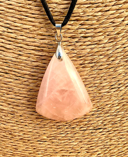 Pendentif Quartz Rose - Pierre Plate