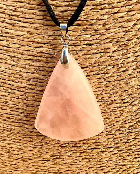 Pendentif Quartz Rose - Pierre Plate