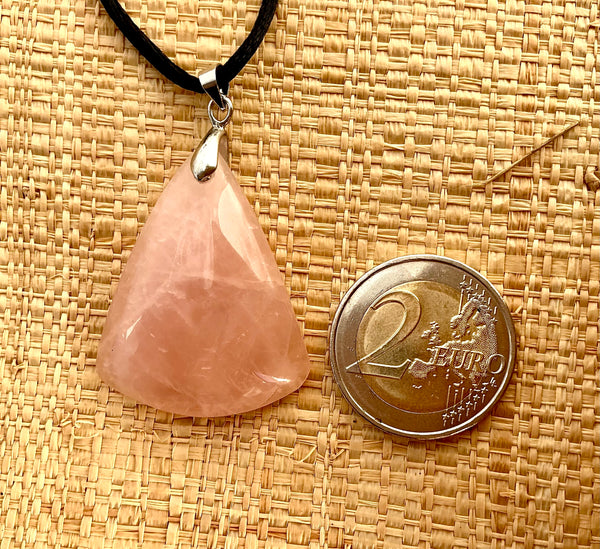 Pendentif Quartz Rose - Pierre Plate