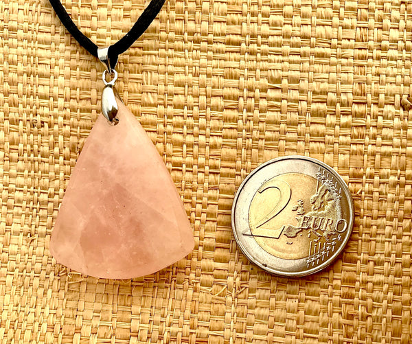 Pendentif Quartz Rose - Pierre Plate