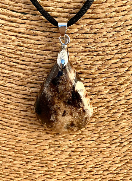 Pendentif Opale Noire - Pierre Plate Goutte