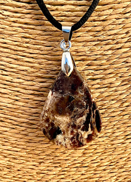 Pendentif Opale Noire - Pierre Plate Goutte