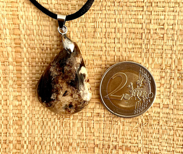 Pendentif Opale Noire - Pierre Plate Goutte