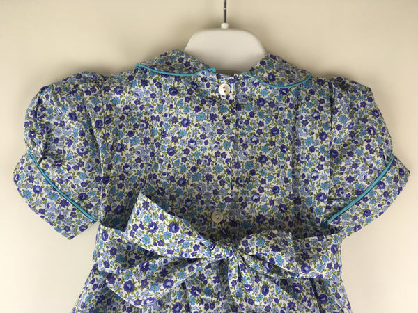 Robe smocks « Anémone » Manches Ballons col Claudine à fleurs