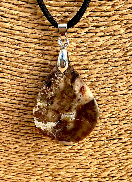 Pendentif Opale Noire - Pierre Plate Goutte