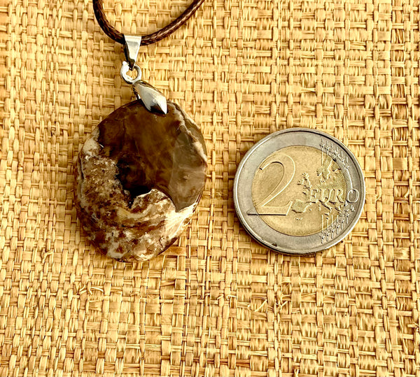 Pendentif Opale Noire - Pierre Plate