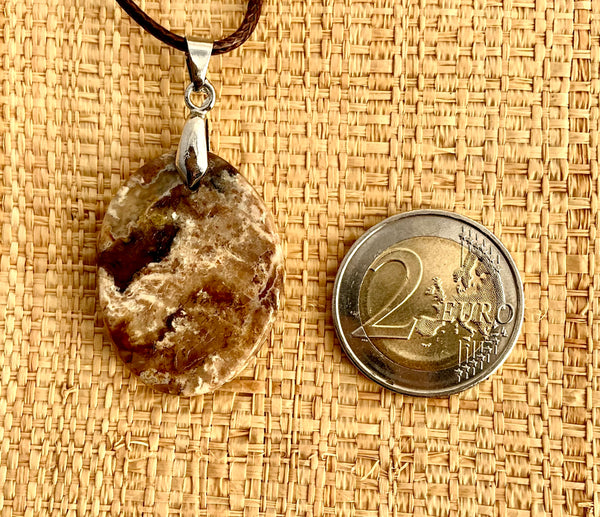 Pendentif Opale Noire - Pierre Plate