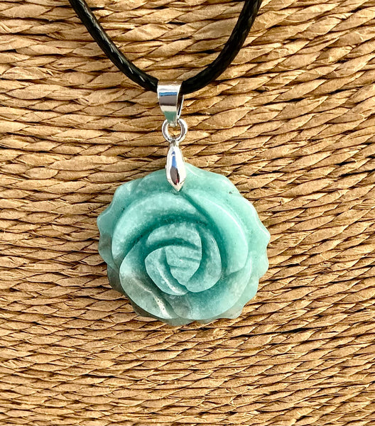 Pendentif Amazonite - Pierre Plate forme fleur