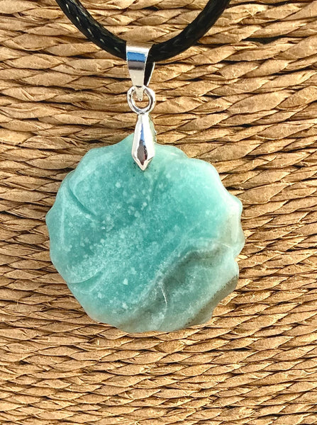 Pendentif Amazonite - Pierre Plate forme fleur