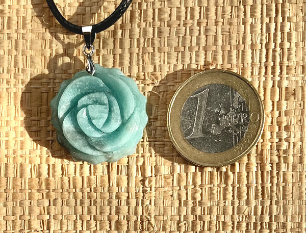 Pendentif Amazonite - Pierre Plate forme fleur