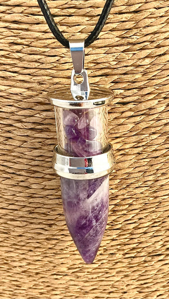 Pendentif Améthyste - forme de pendule