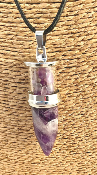 Pendentif Améthyste - forme de pendule