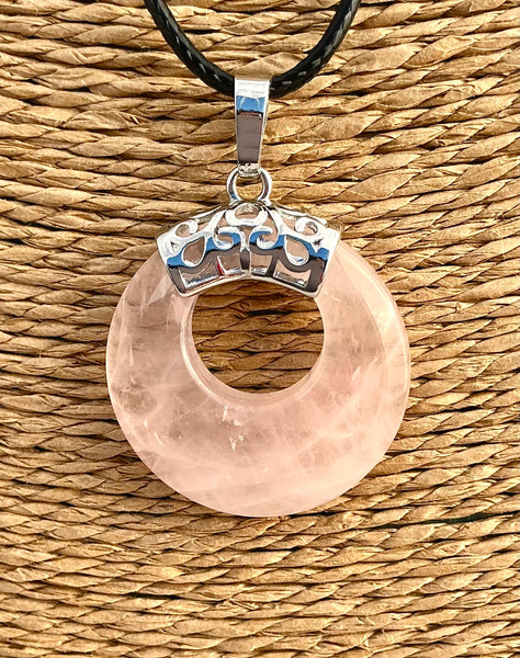 Pendentif Quartz Rose - Pierre Plate