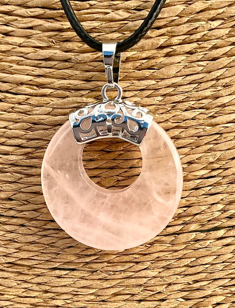Pendentif Quartz Rose - Pierre Plate