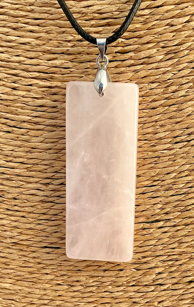 Pendentif Quartz Rose - Pierre Plate forme rectangulaire