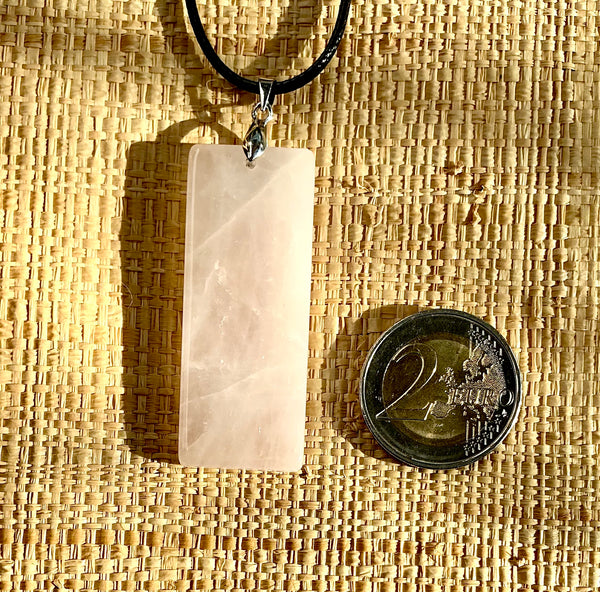 Pendentif Quartz Rose - Pierre Plate forme rectangulaire