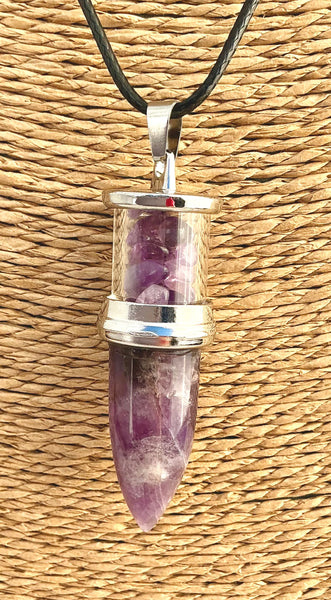 Pendentif Améthyste - forme de pendule
