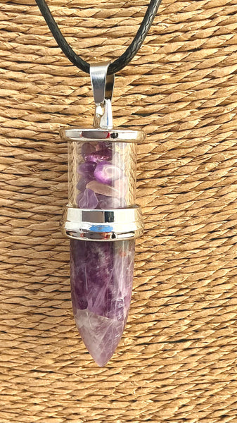 Pendentif Améthyste - forme de pendule