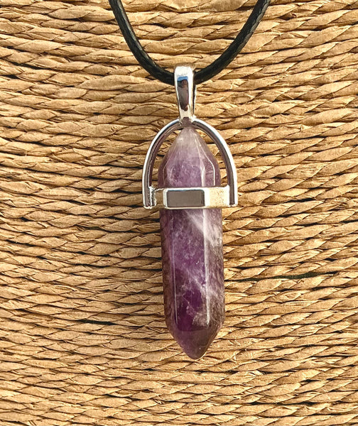 Pendentif Améthyste - Pierre naturelle pointe bi terminée