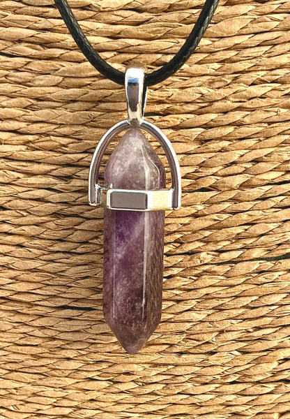 Pendentif Améthyste - Pierre naturelle pointe bi terminée