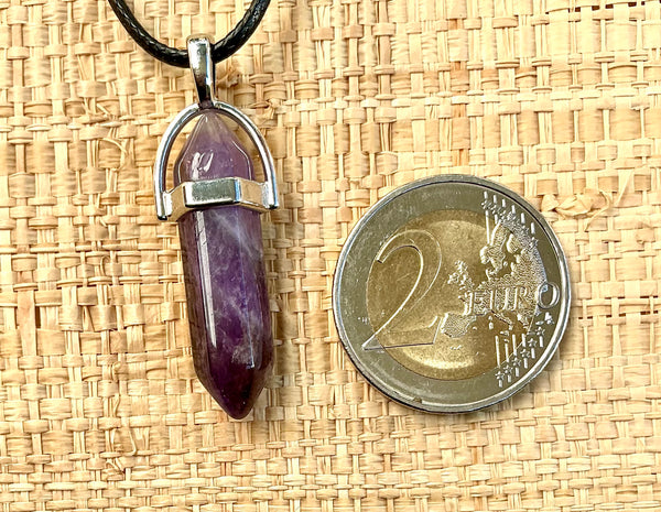 Pendentif Améthyste - Pierre naturelle pointe bi terminée