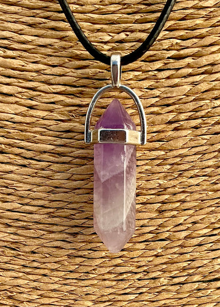 Pendentif Améthyste - Pierre naturelle pointe bi terminée