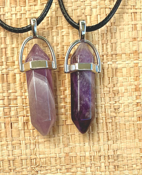 Pendentif Améthyste - Pierre naturelle pointe bi terminée