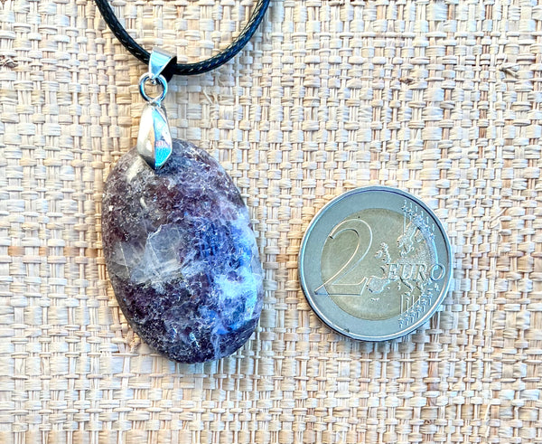 Pendentif Lepidolite - Pierre Plate forme ovale