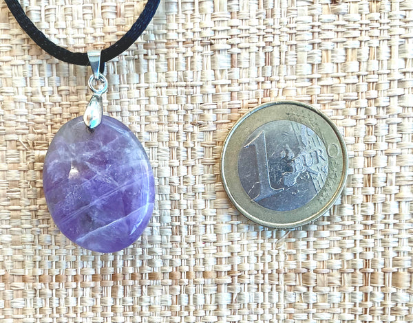 Pendentif Améthyste - Pierre naturelle forme ovale