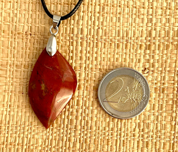 Pendentif Jaspe rouge - Pierre plate