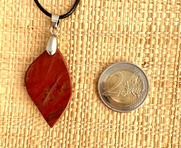 Pendentif Jaspe rouge - Pierre plate