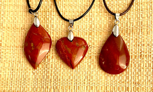 Pendentif Jaspe rouge - Pierre plate