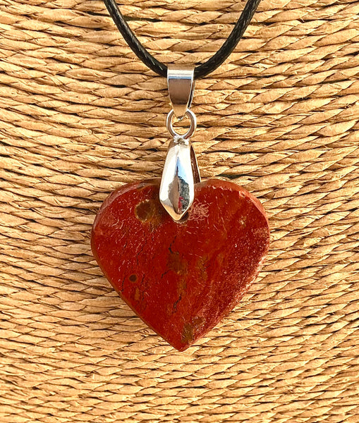 Pendentif Jaspe rouge - Pierre plate forme cœur