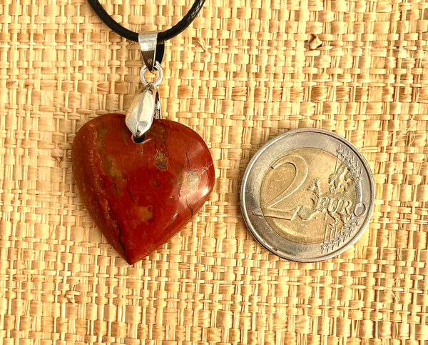 Pendentif Jaspe rouge - Pierre plate forme cœur
