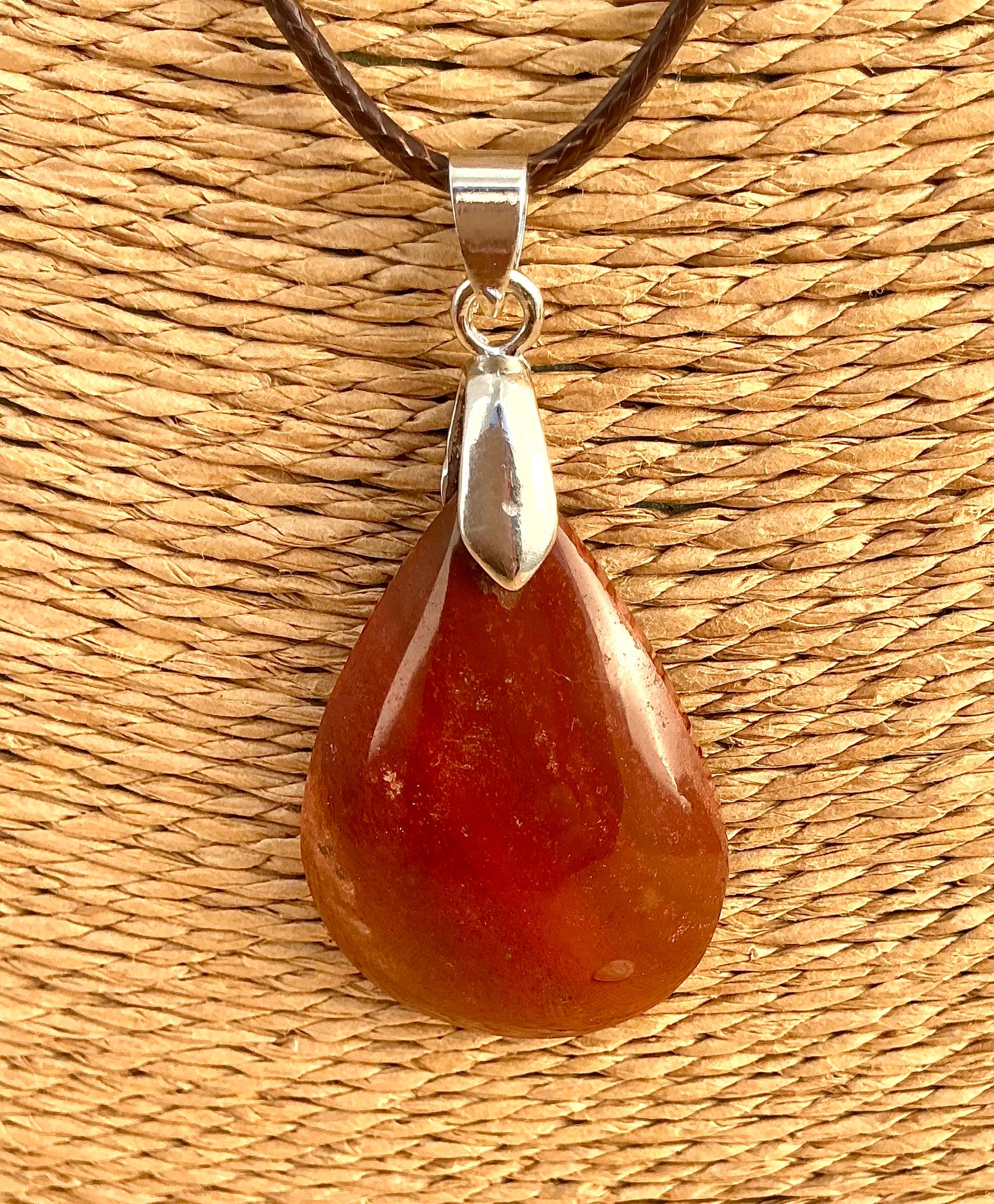 Pendentif Jaspe rouge - Pierre plate forme goutte