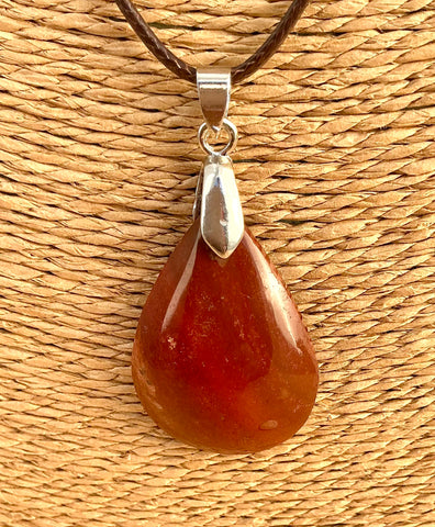 Pendentif Jaspe rouge - Pierre plate forme goutte