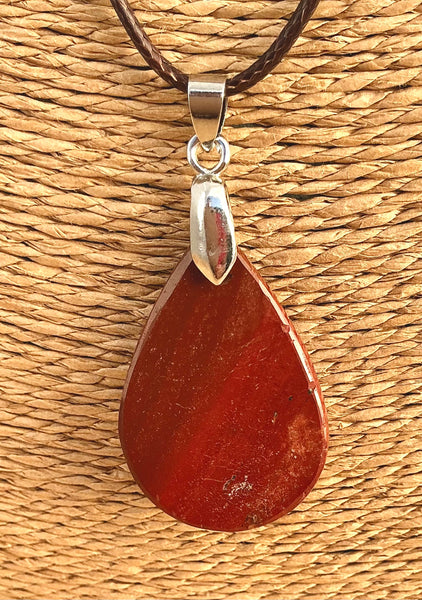Pendentif Jaspe rouge - Pierre plate forme goutte