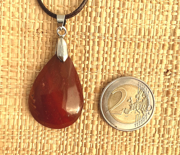 Pendentif Jaspe rouge - Pierre plate forme goutte