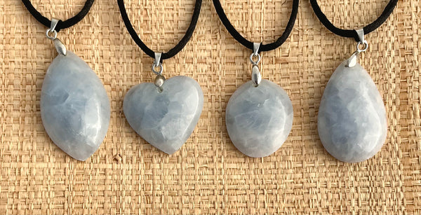 Pendentif Calcite bleue - Pierre Plate