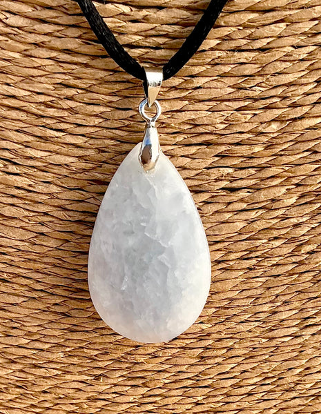 Pendentif Calcite bleue - Pierre Plate forme goutte