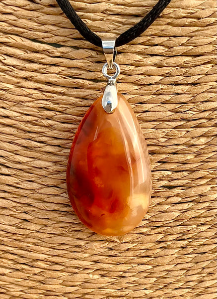 Pendentif Cornaline - Pierre plate forme goutte