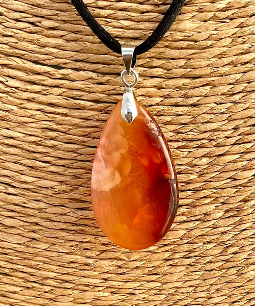 Pendentif Cornaline - Pierre plate forme goutte